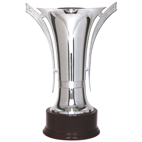 Silver Plated Trumpet Cup Timber base 2 Sizes