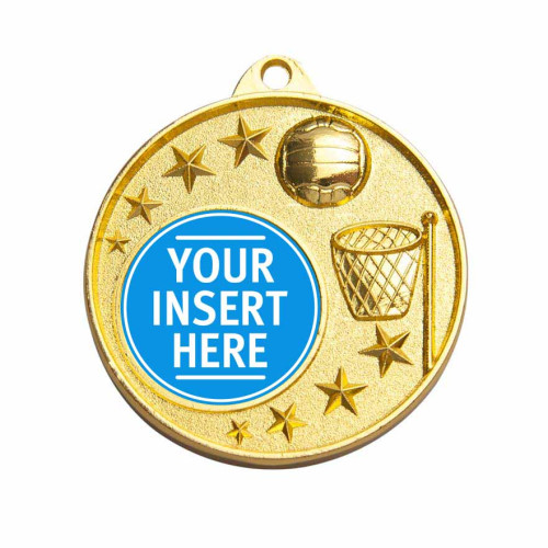 50MM Shooting Star Insert Medal - Netball + C  from $7.60