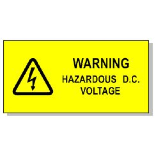 40x20mm WARNING HAZARDOUS DC