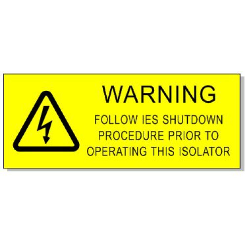 95x35mm WARNING IES SHUTDOWN