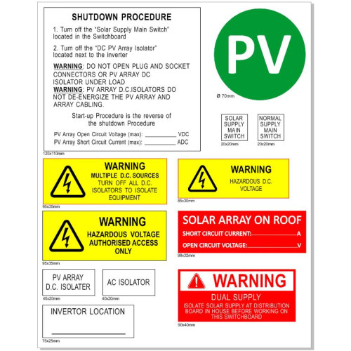 NSW SOLAR LABEL KIT 12 UNITS