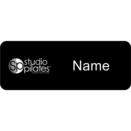 Studio pilates name badge 80x30mm with acrylic doming and magnet fitting