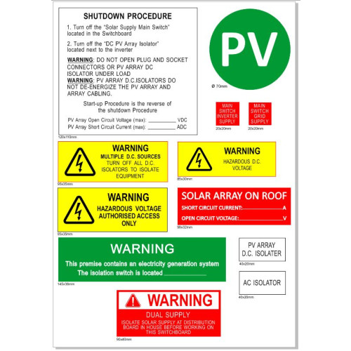 TAS SOLAR LABEL KIT 12 UNITS