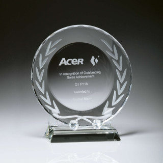 200MM Crystal Tray on Base in G/Box from $125.00