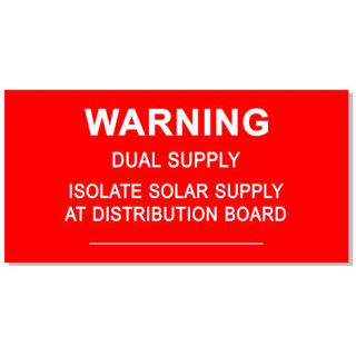 120x60mm WARNING ISOLATE AT DISTRIBUTION BOARD