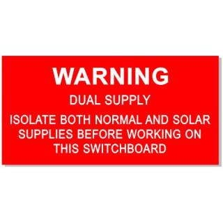 120x60mm WARNING DUAL SUPPLY