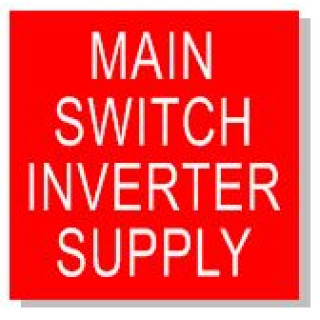 20x20mm Main Switch Inverter Supply Sign
