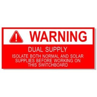 90x40mm WARNING DUAL SUPPLY ISOLATE ALL BEFORE SWITCHING ON