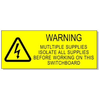 95x35mm WARNING MULITIPLE SUPPLIES