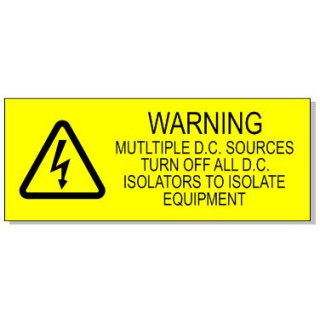 95x35mm WARNING MULITIPLE DC SOURCES