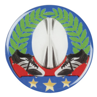 Rugby ball with boots