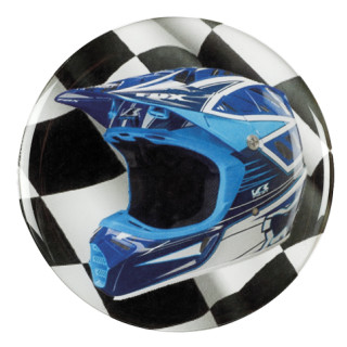 Blue helmet and flag